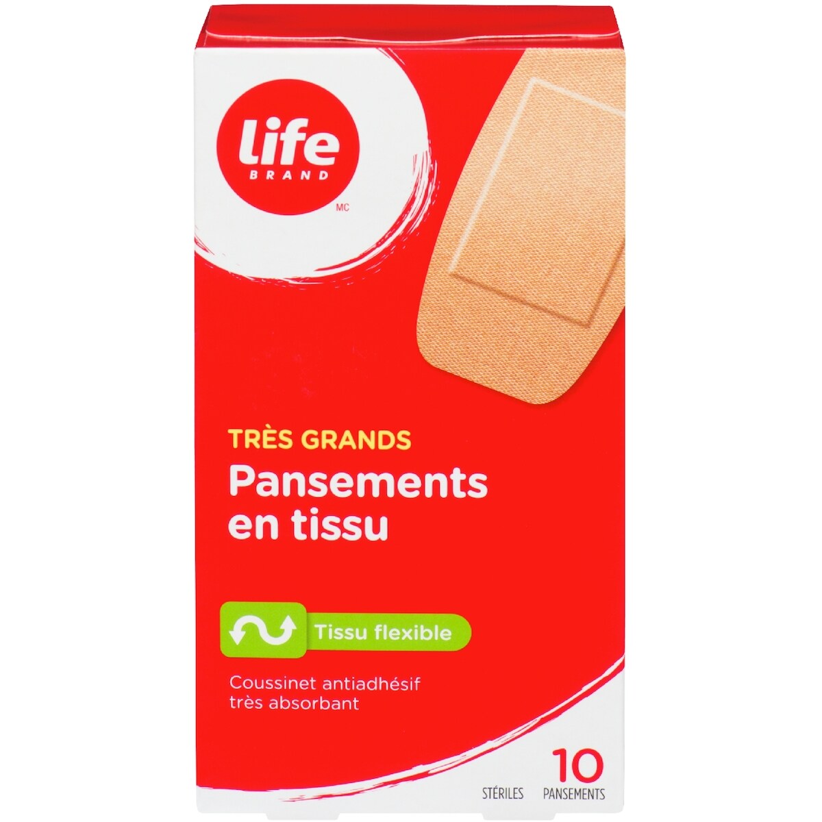 TRES GRANDS Pansements en tissu Tissu flexible