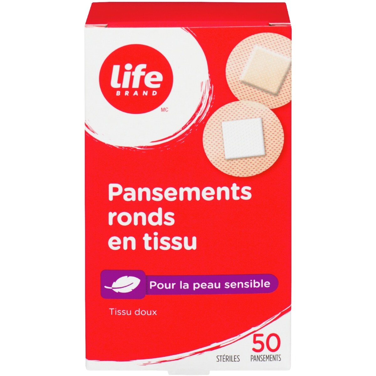 Pansements ronds en tissu pour la puea sensible