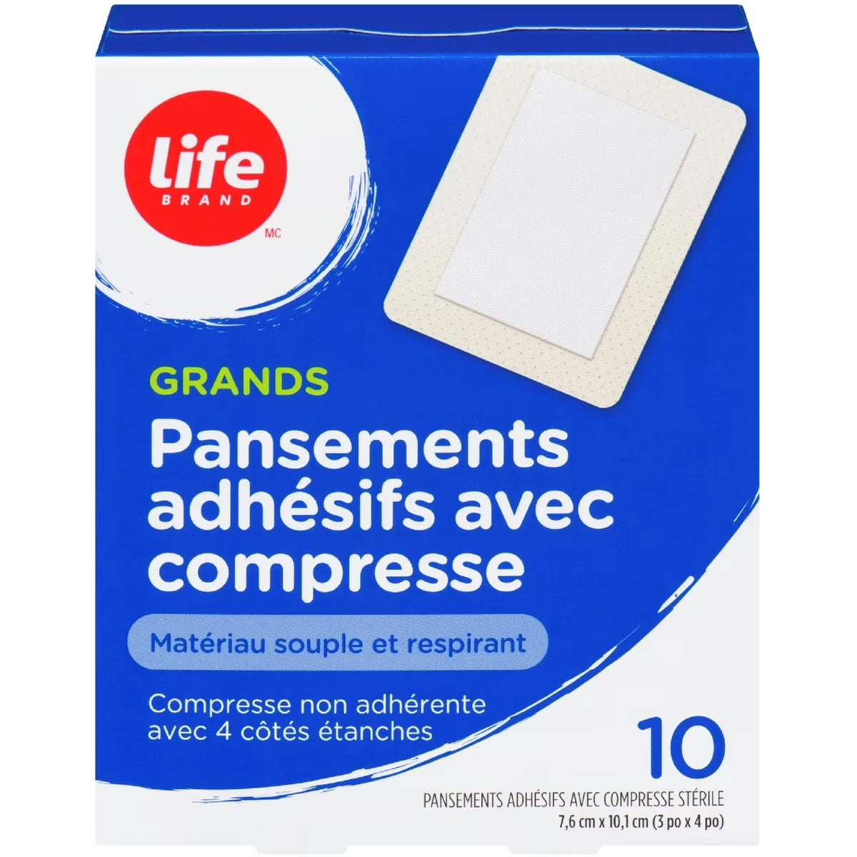 GRANDS Pansements adhesifs avec compresse