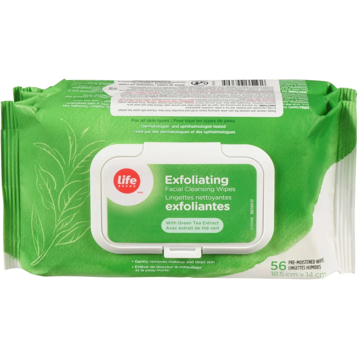Exfoliating Facial Cleansing Wipes, with Green Tea Extract