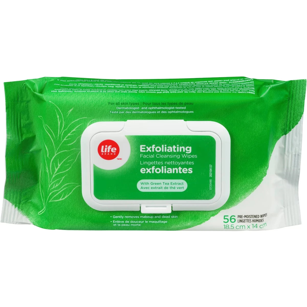 Exfoliating Facial Cleansing Wipes, with Green Tea Extract