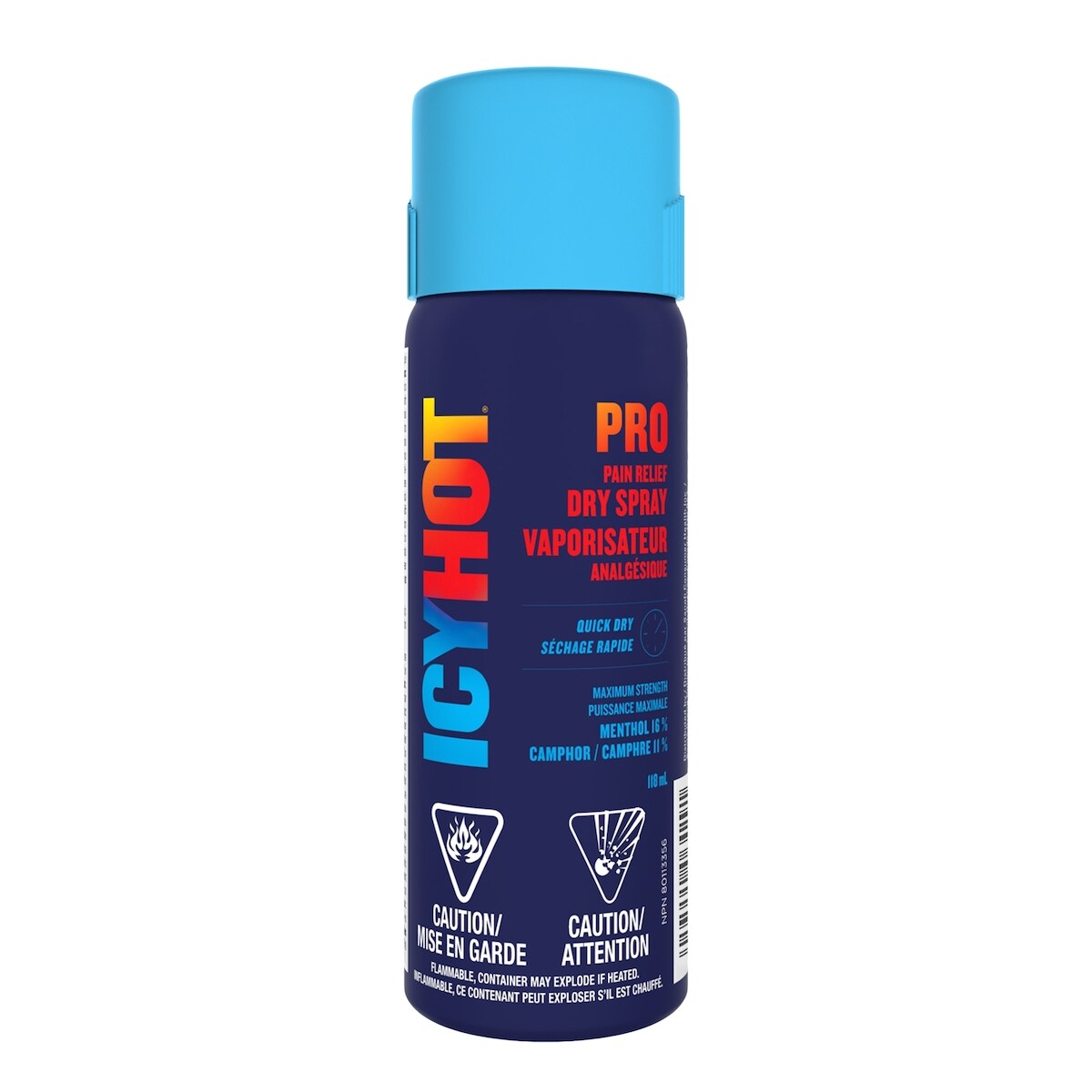 Pro Vaporisateur analgésique, vaporisateur sec à action rapide pour les  douleurs musculaires et articulaires associés à l'arthrite, aux maux de dos mineurs, aux foulures et aux entorses, menthol à 16%, camphre à 11%, 118 ml