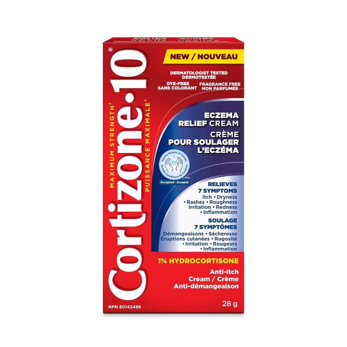 Crème pour soulager l'eczéma, concentration maximale 1% hydrocortisone, effet rapide, soulage les démangeaisons liées aux irritations cutanées mineures dues à l’eczéma, etc., 28 g
