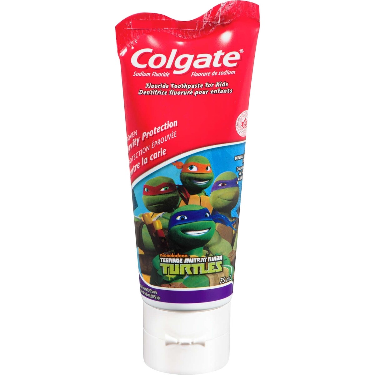 Dentifrice au fluorure anticarie pour fillettes Gomme aux fruits, vertitube de 75 mL