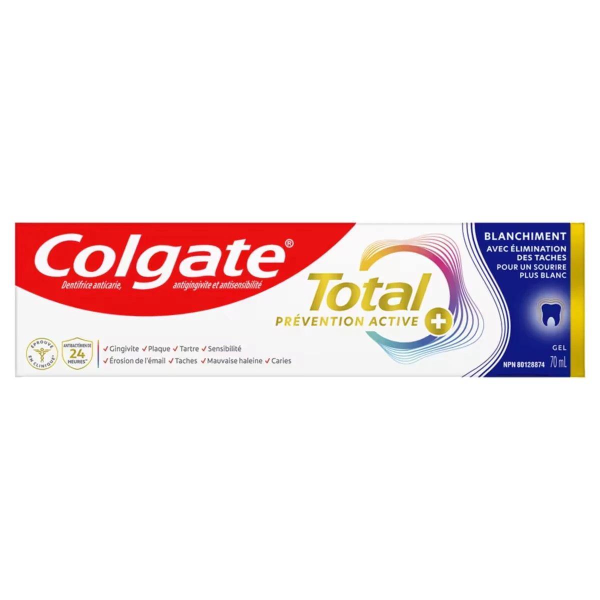Total  Prevention Active Gel Plus Dentifrice Blanchissant avec Élimination des Taches, Menthe