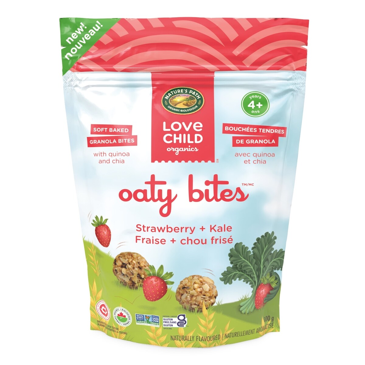 Bouchées collation fraise + chou frisé Oaty Bites Love Child Organics