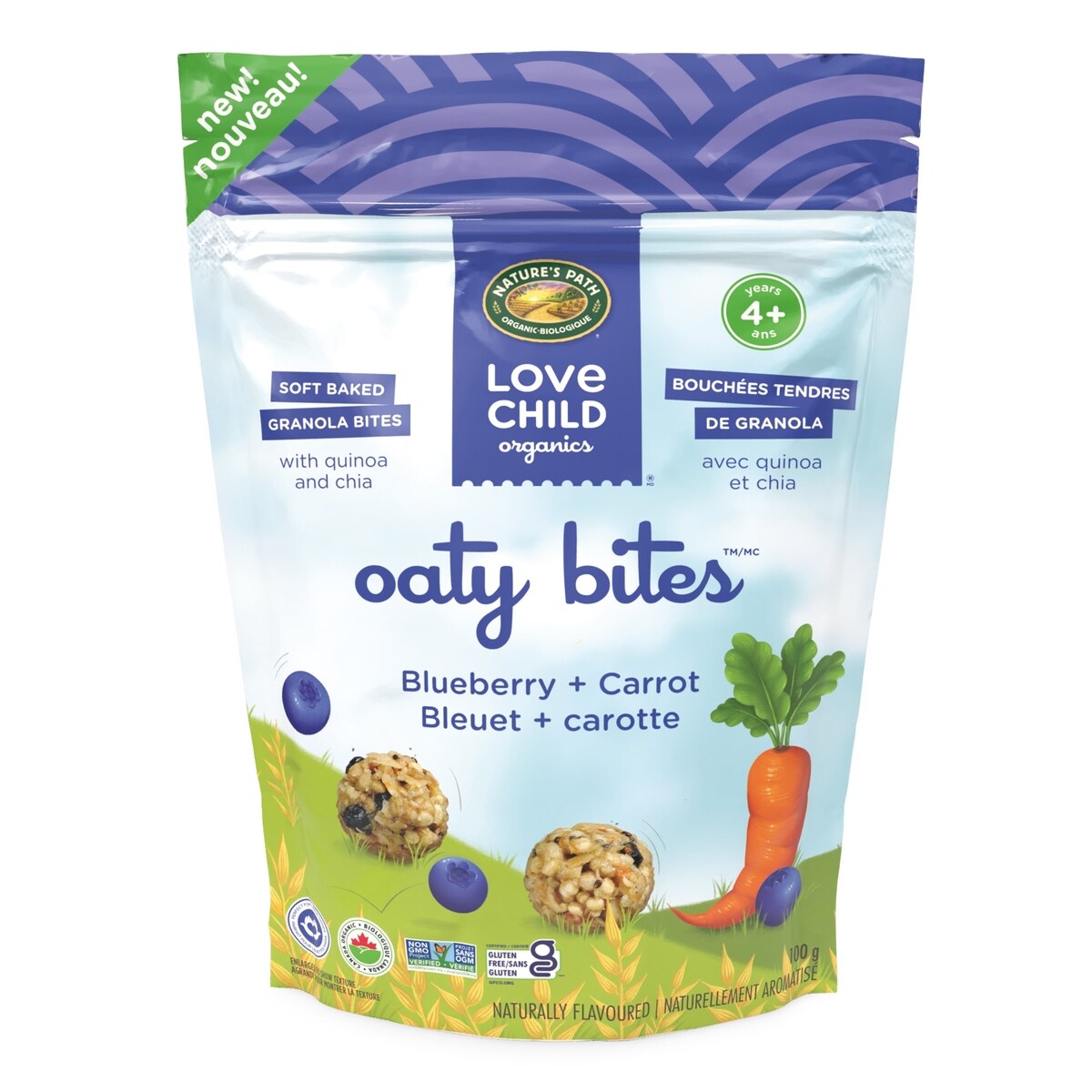 Bouchées collation bleuet + carotte Oaty Bites Love Child Organics