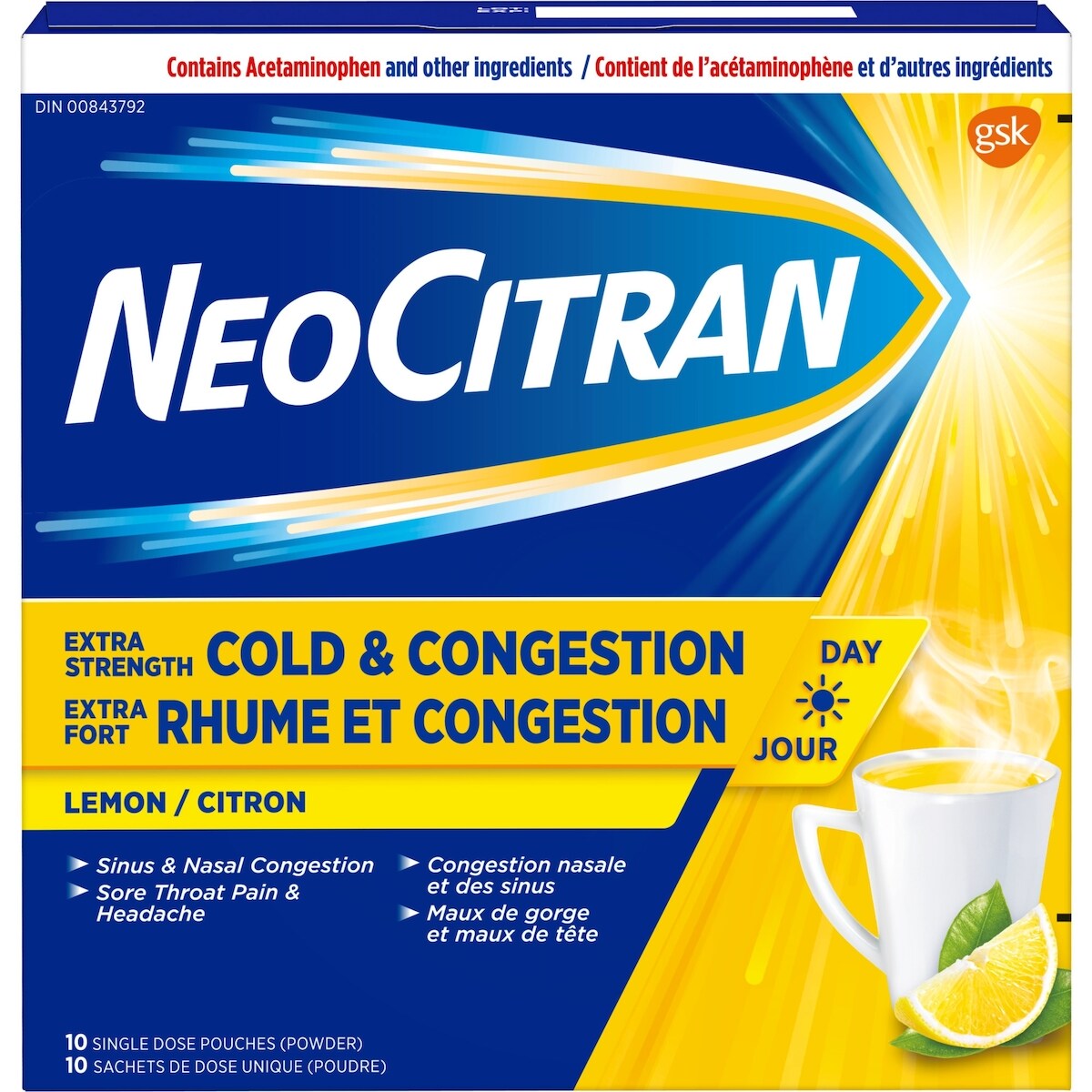 NeoCitran Extra Fort Rhume et congestion Sans somnolence – Citron