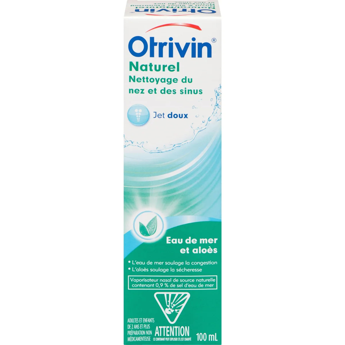 Soins d'hydratation nasale, solution saline de, eau de mer avec aloès