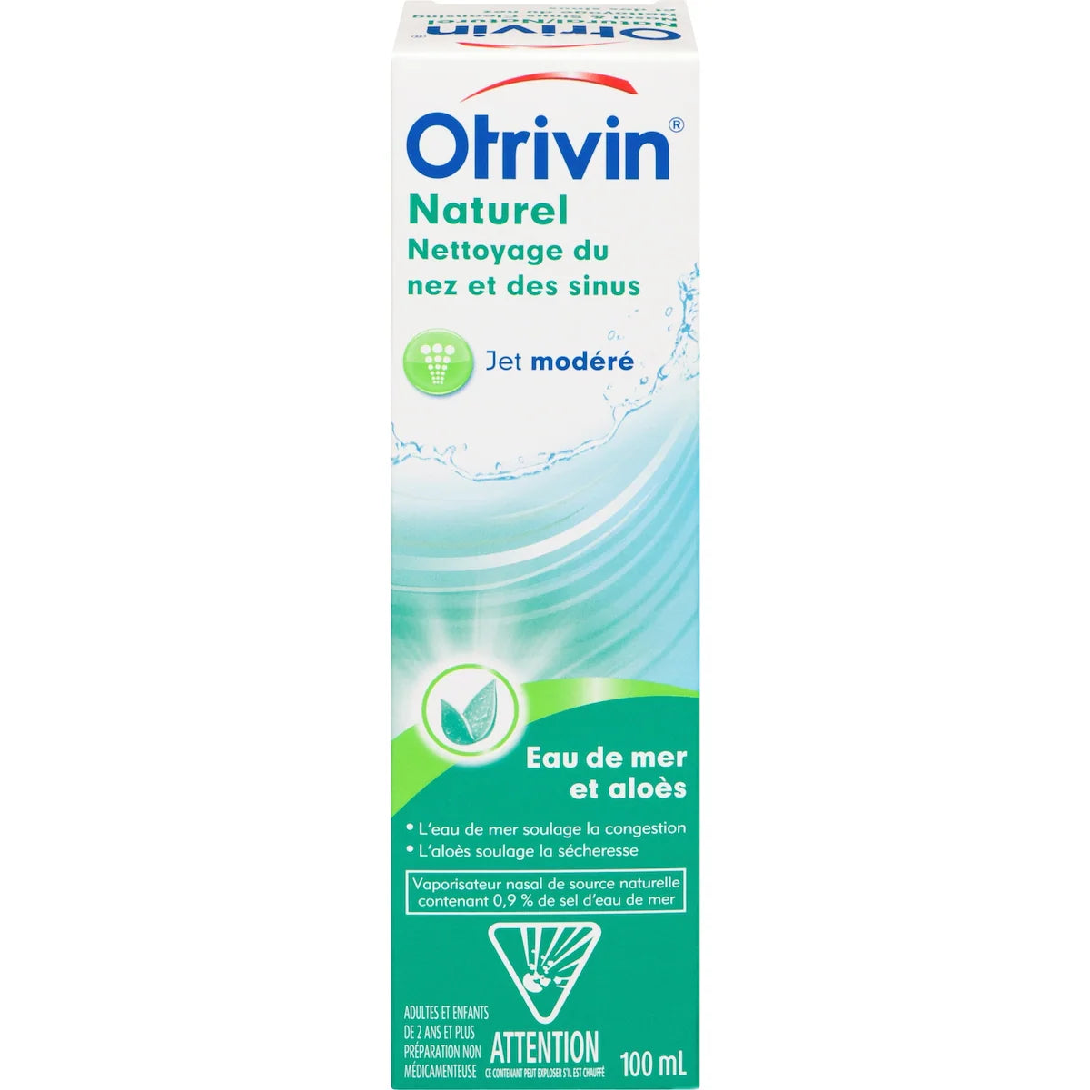 Soins d'hydratation nasale, solution saline de, eau de mer avec aloès