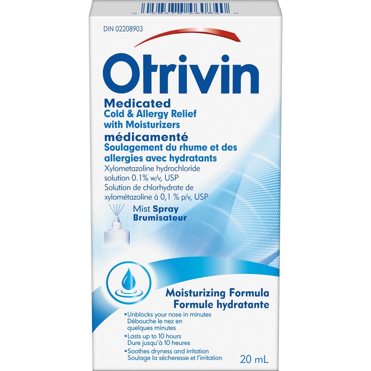 OTRIVIN Soulagement du rhume et des allergies avec hydrants.  Vaporisateur