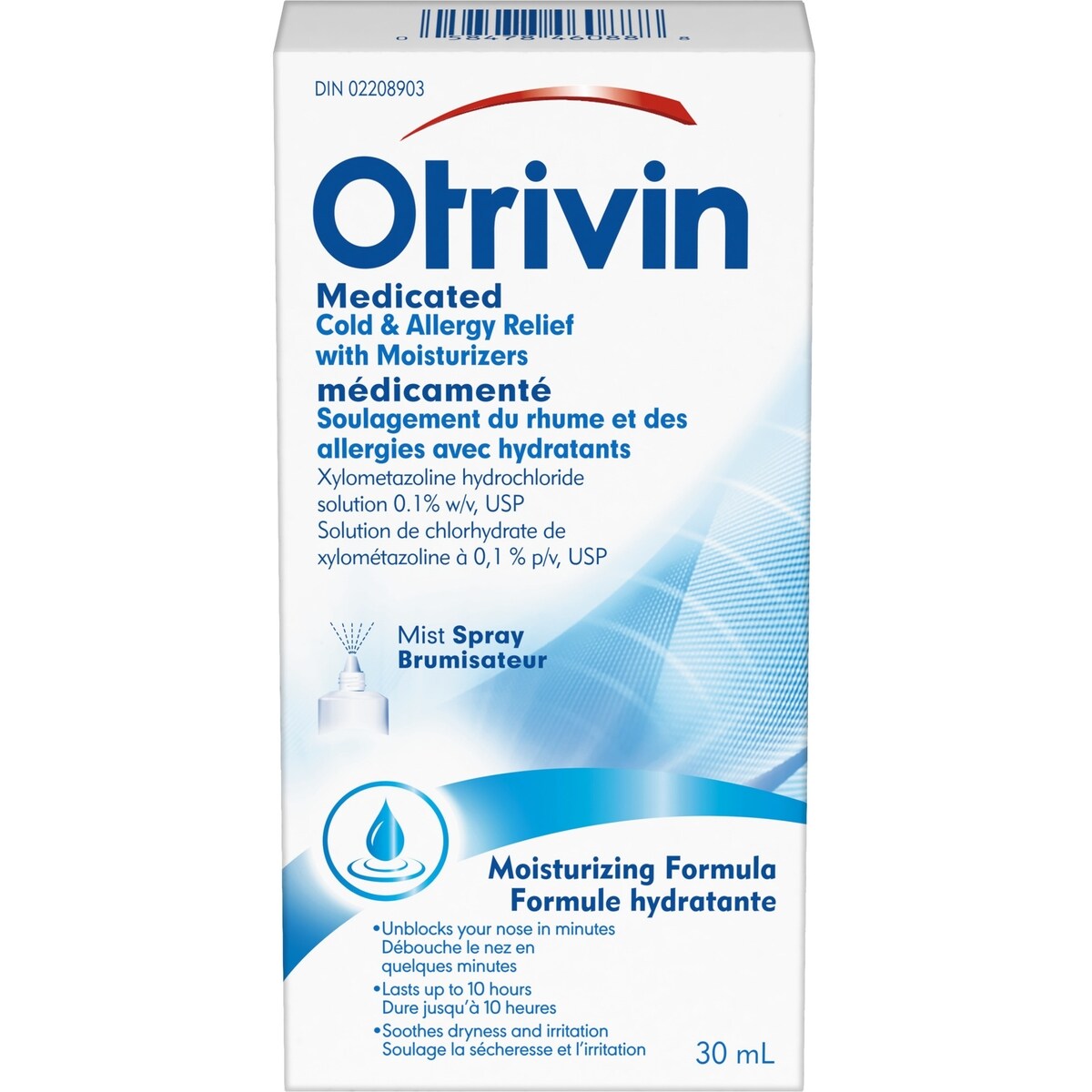 OTRIVIN Soulagement due rhume et des allergies avec hydrants.  Vaporisateur