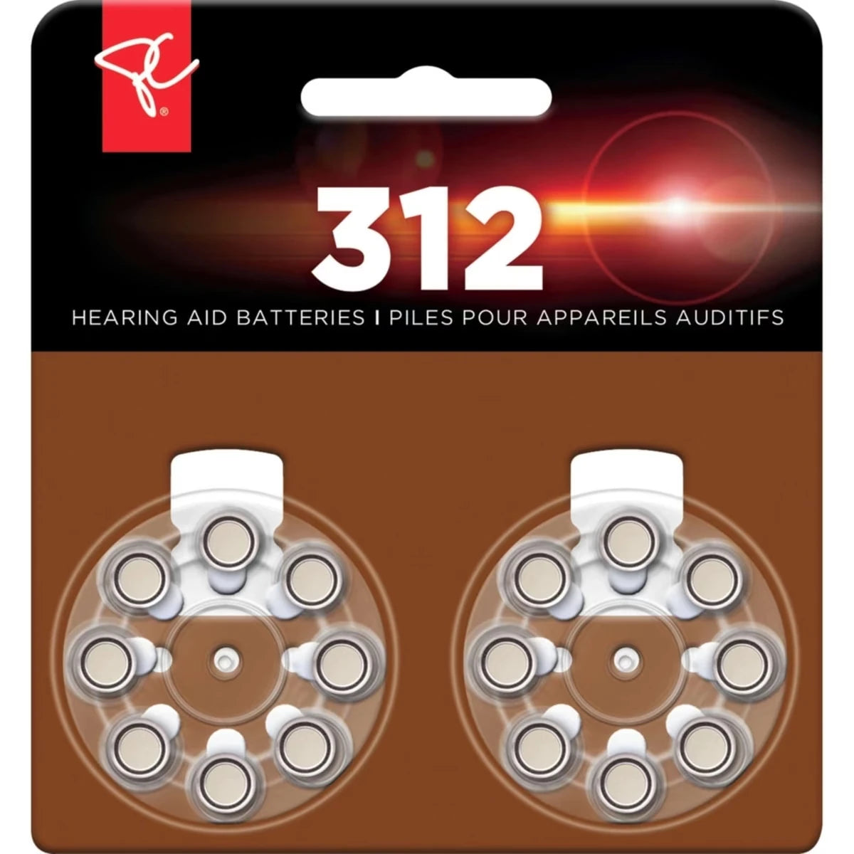 Paquet de 16 piles pour appareils auditifs de taille 312