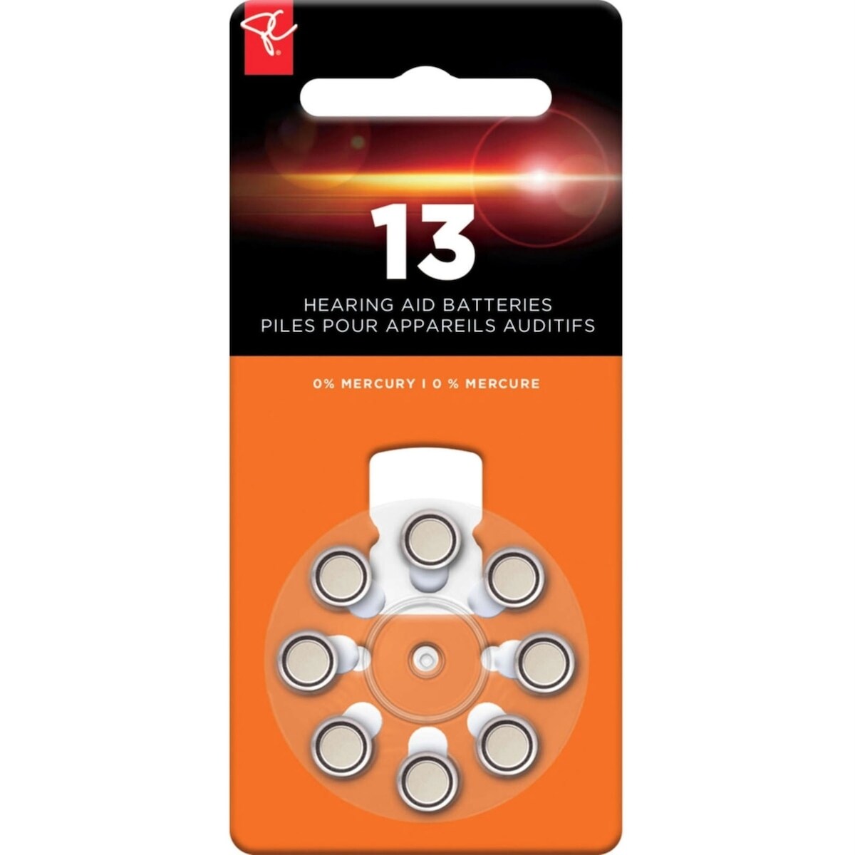 Paquet de 8 piles pour appareils auditifs de taille 13
