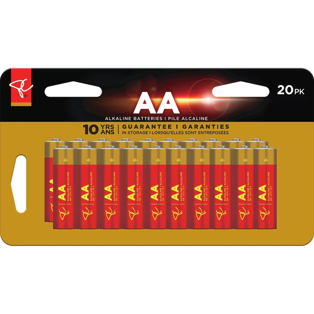 Paquet de 20 piles alcalines AA longue durée