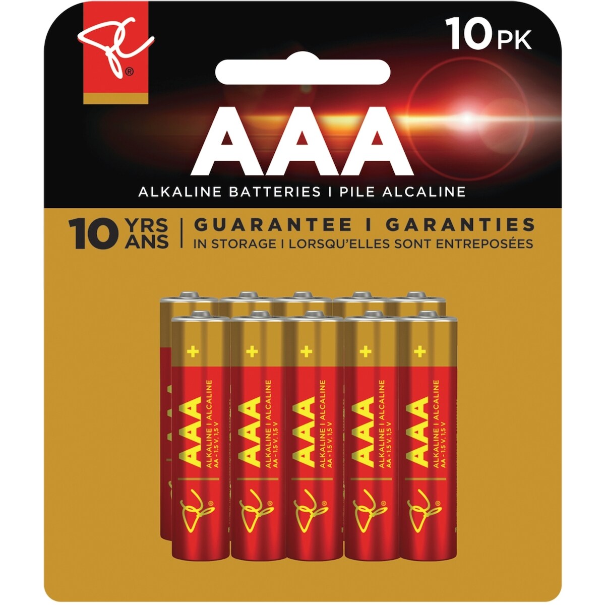 Paquet de 10 piles alcalines AAA longue durée