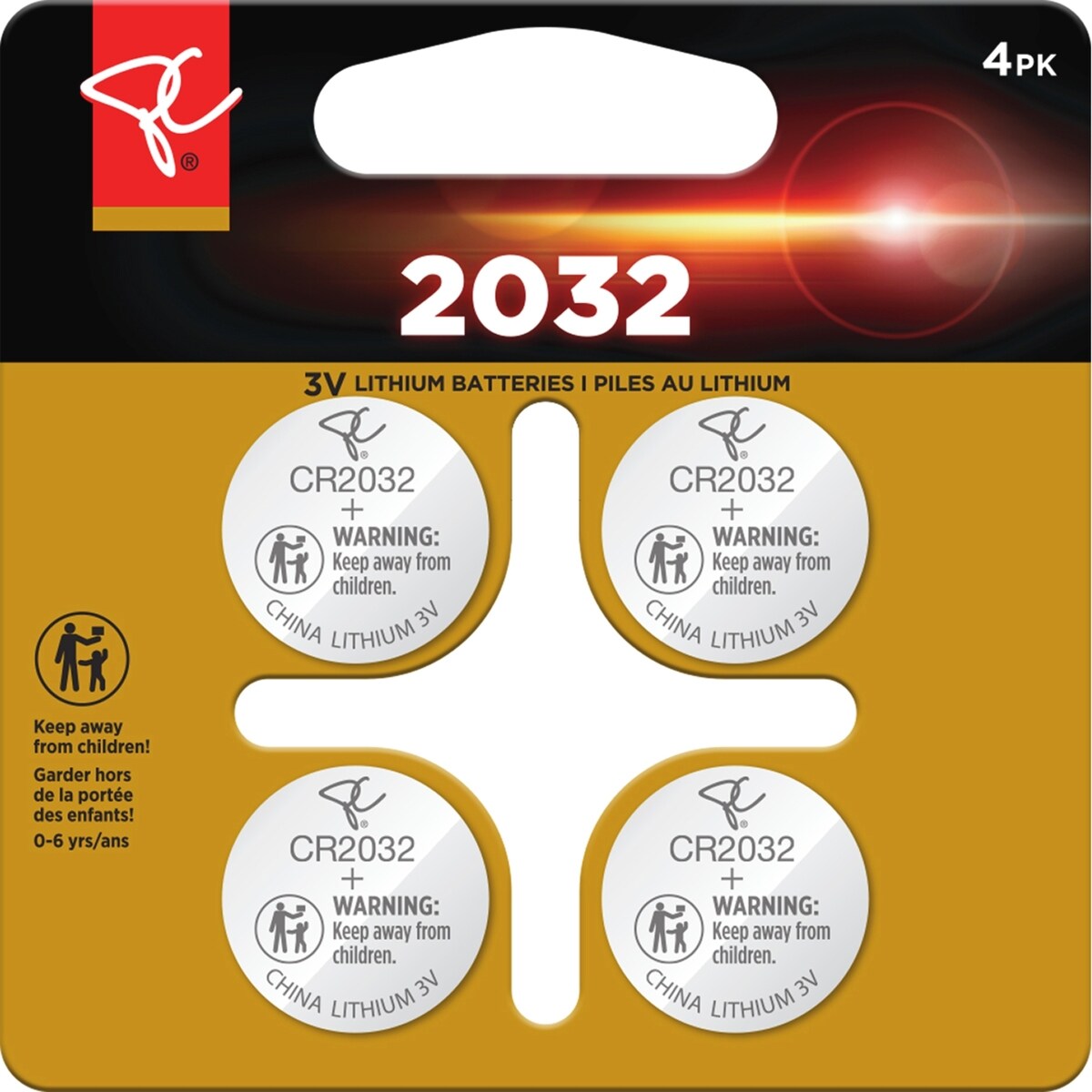 Paquet de 4 piles miniatures au lithium 2032