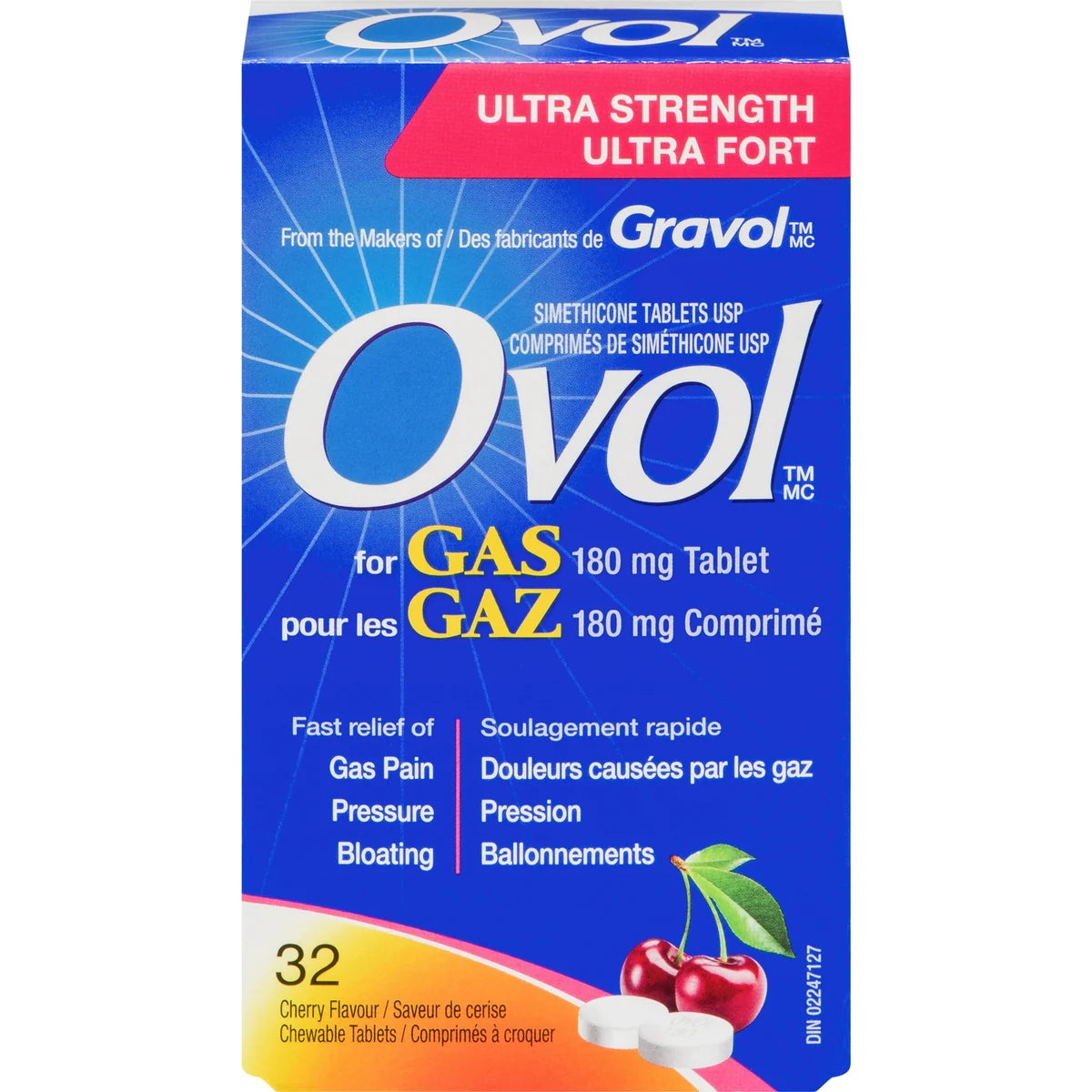 Ultra Fort Comprimés à Mâcher Anti-Gaz à la cerise
