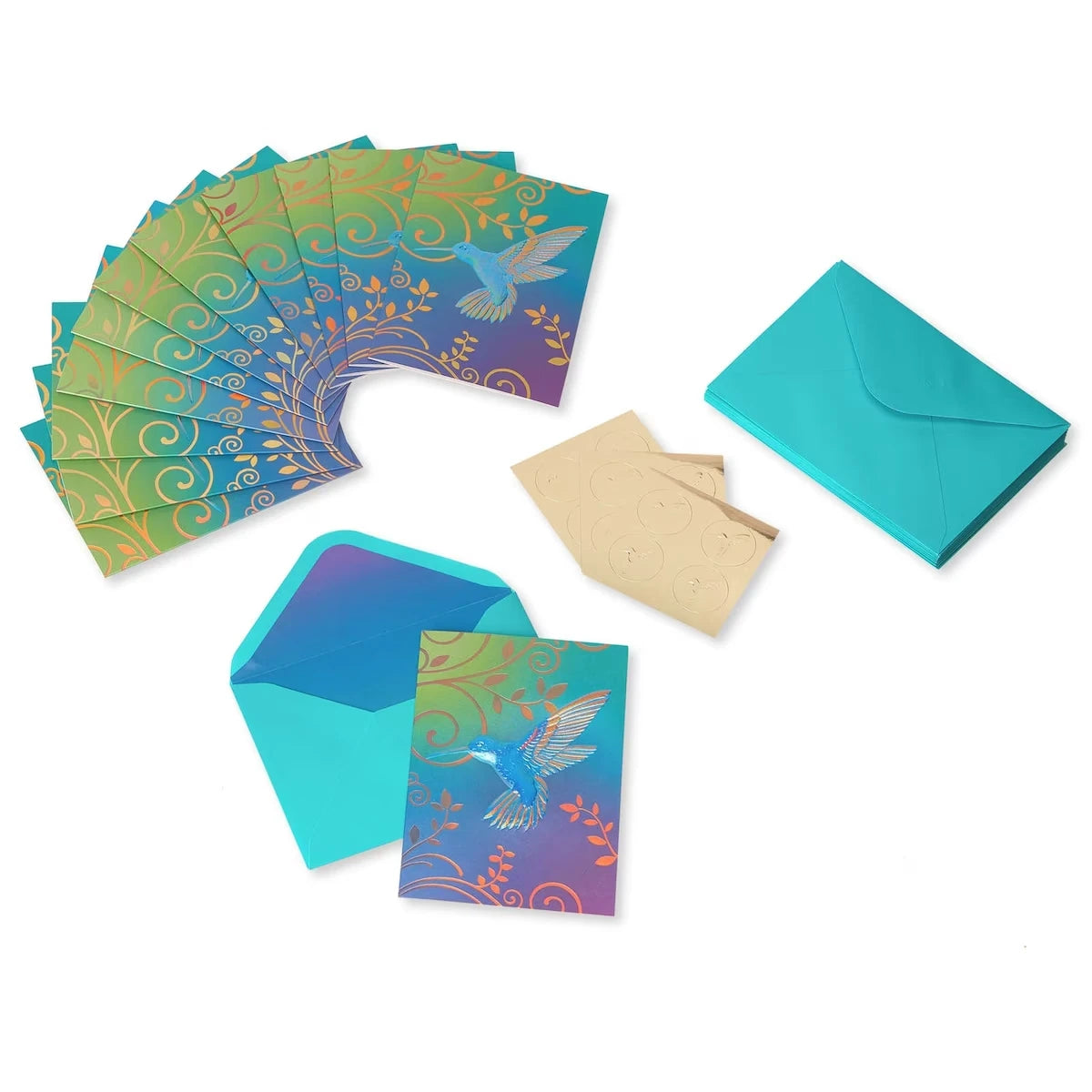 Cartes sans texte avec enveloppes, Colibri (12 pièces)