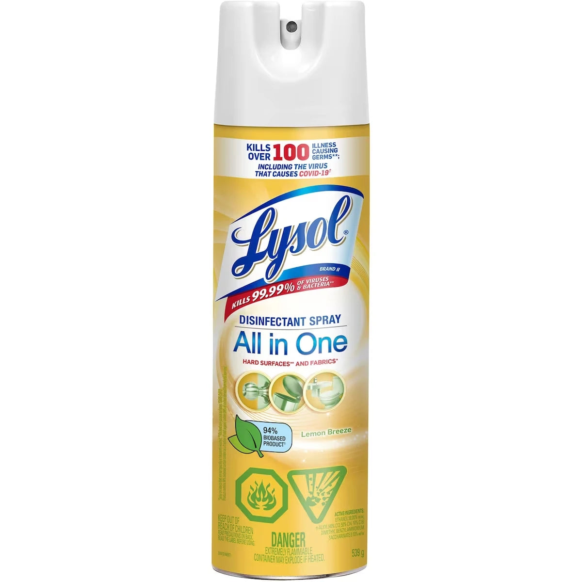 Spray Désinfectant Lysol, Brise De Citron, Désinfecte et élimine les odeurs sur les surfaces dures et les tissus