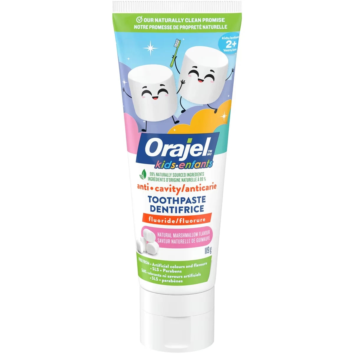 Enfants Dentifrice Fluoré Anticarie, Délicieux Goût Naturel de Guimauve pour Enfants et Tout-Petits