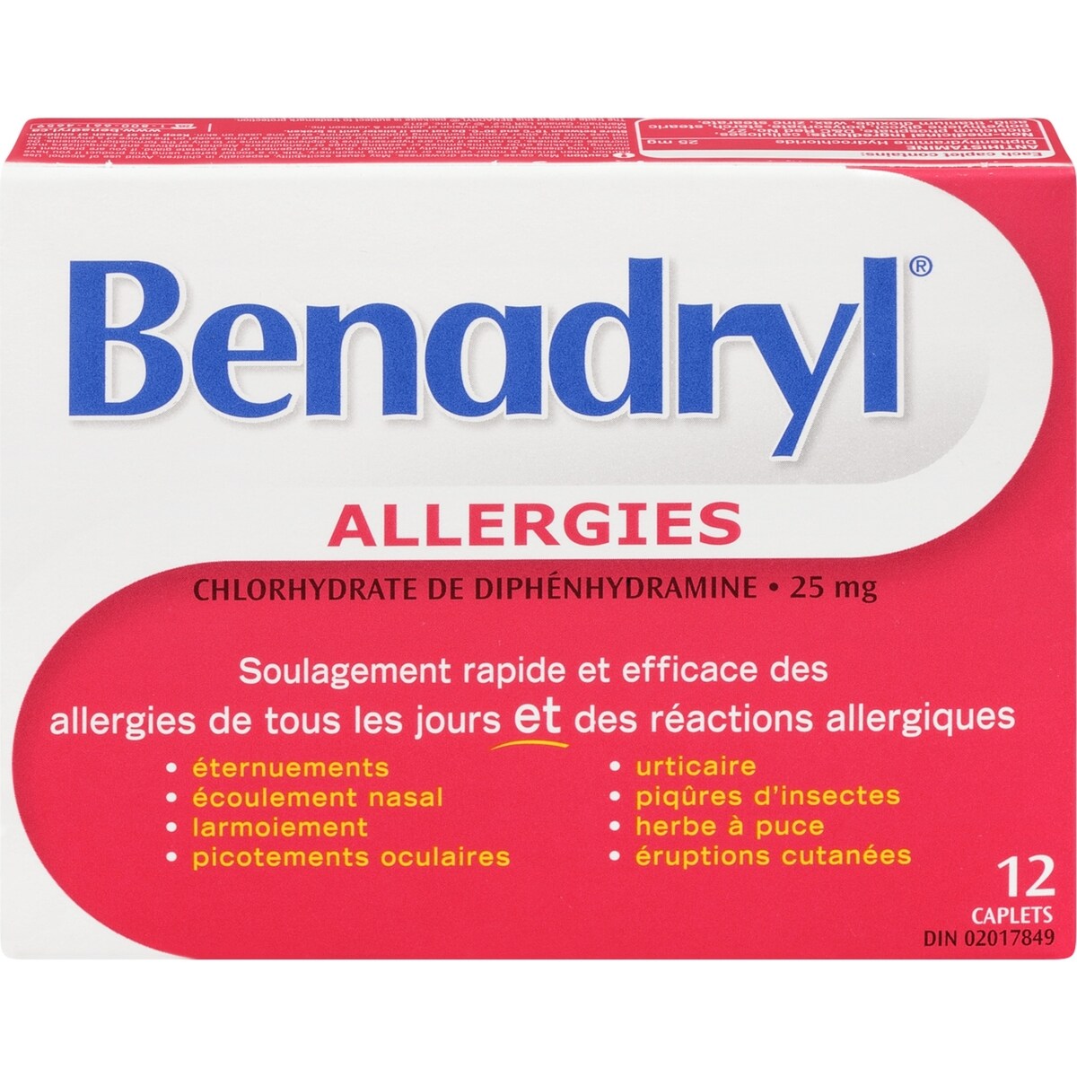 Médicament contre les allergies, 25 mg