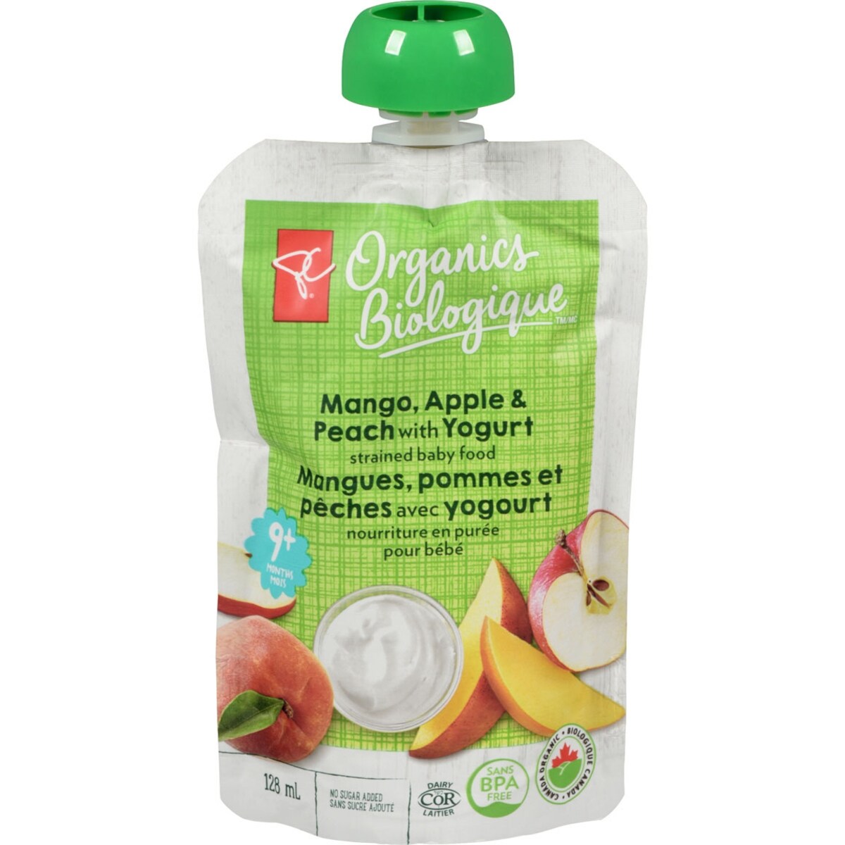 Mangues, pommes et pêches avec yogourt