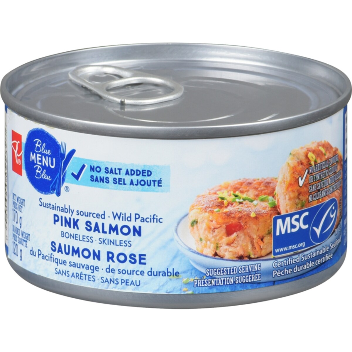 Saumon rose sauvage de source durable, sans arêtes et sans peau