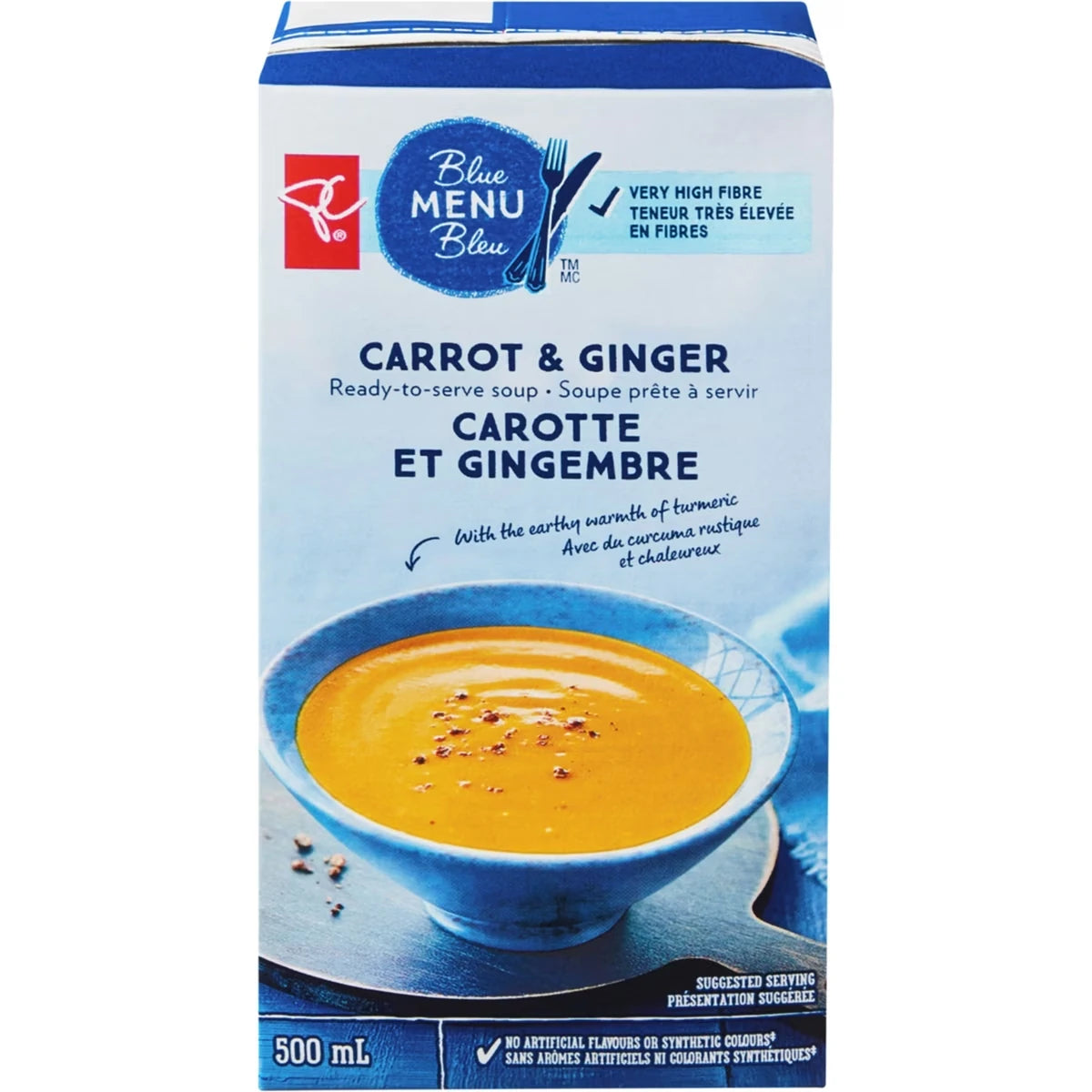 Soupe prête à servir à la carotte et gingembre