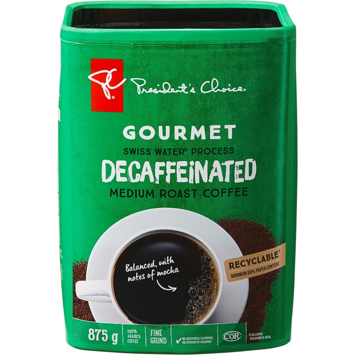 Café décaféiné à la méthode Swiss WaterMD torréfaction moyenne à mouture fine Gourmet