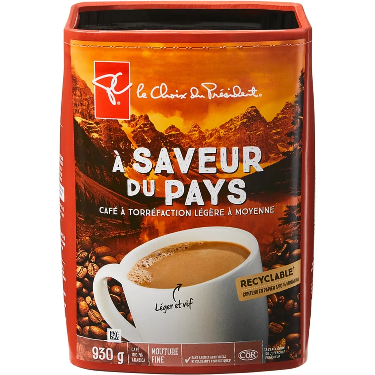 Café torréfaction blonde à moyenne à mouture fine À saveur du pays