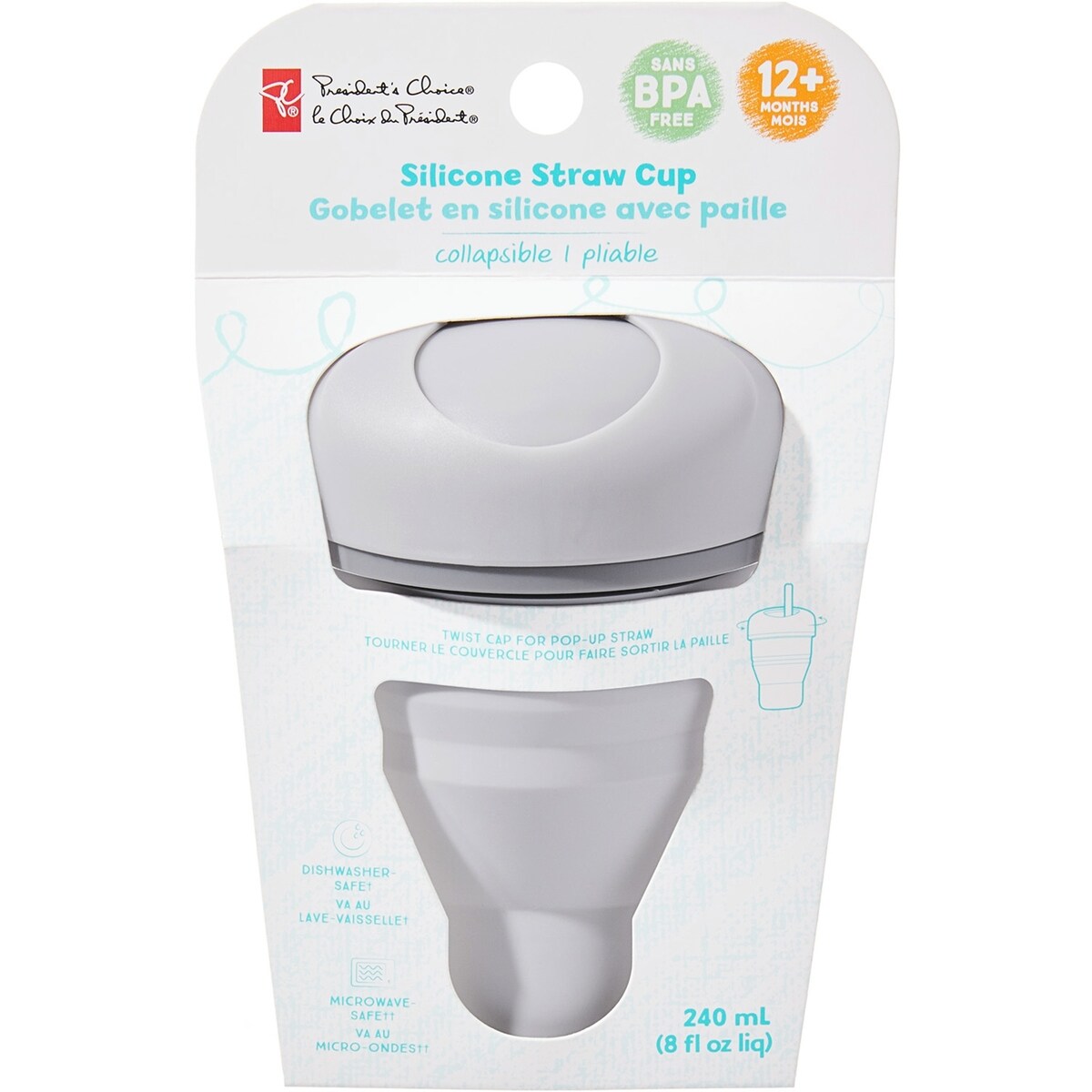 Gobelet en silicone avec paille