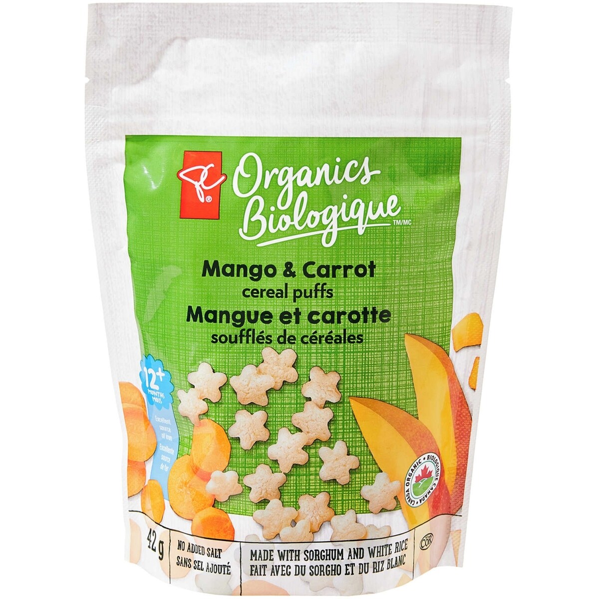 Mangue et carotte soufflés de céréales