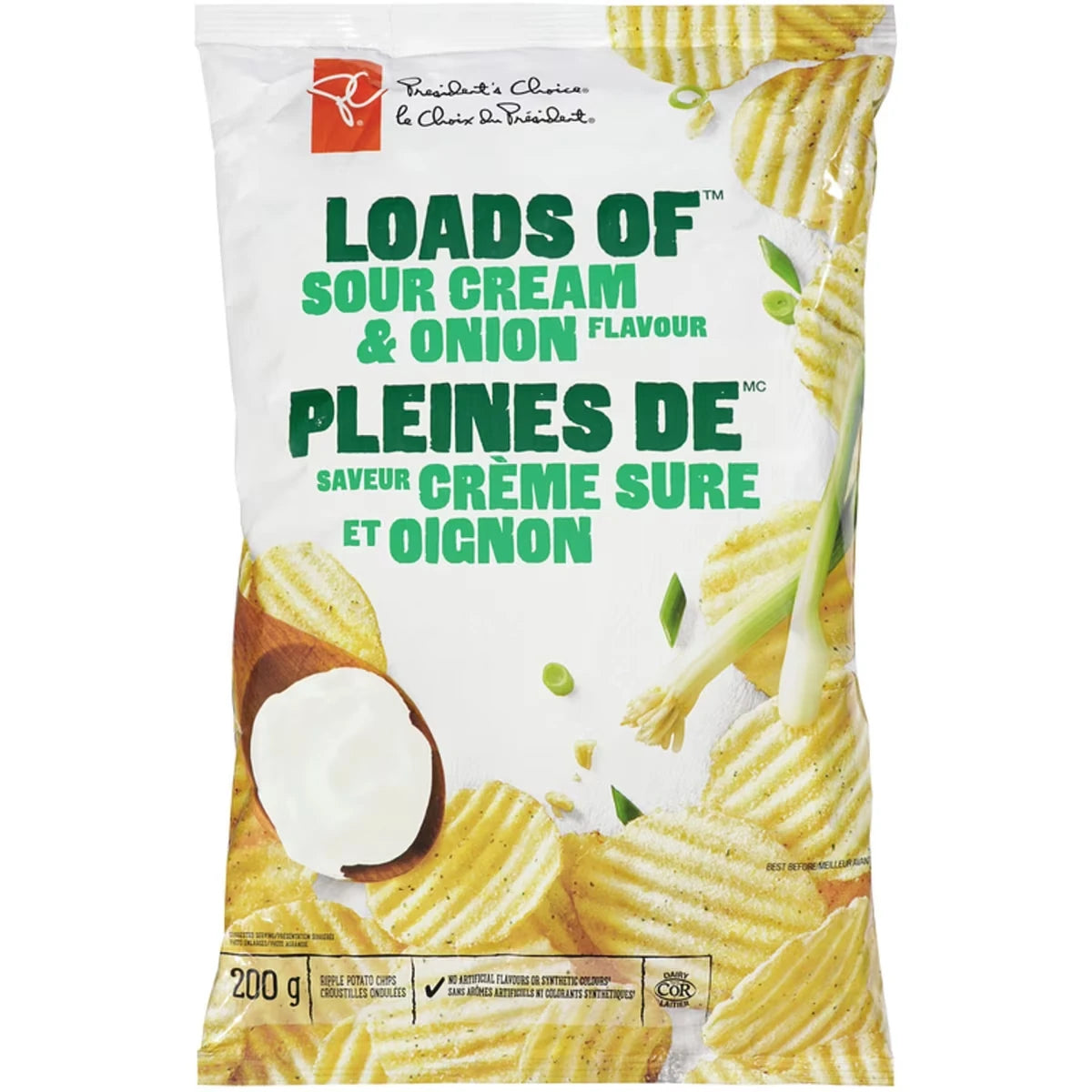 Croustilles ondulées pleines de saveur crème sure et oignon