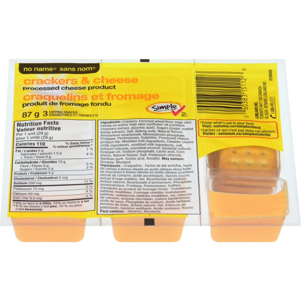 Craquelins et produit de fromage fondu