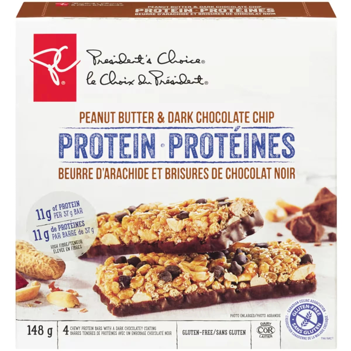 Barres granola de protéines, beurre d'arachide et brisures de chocolat noir