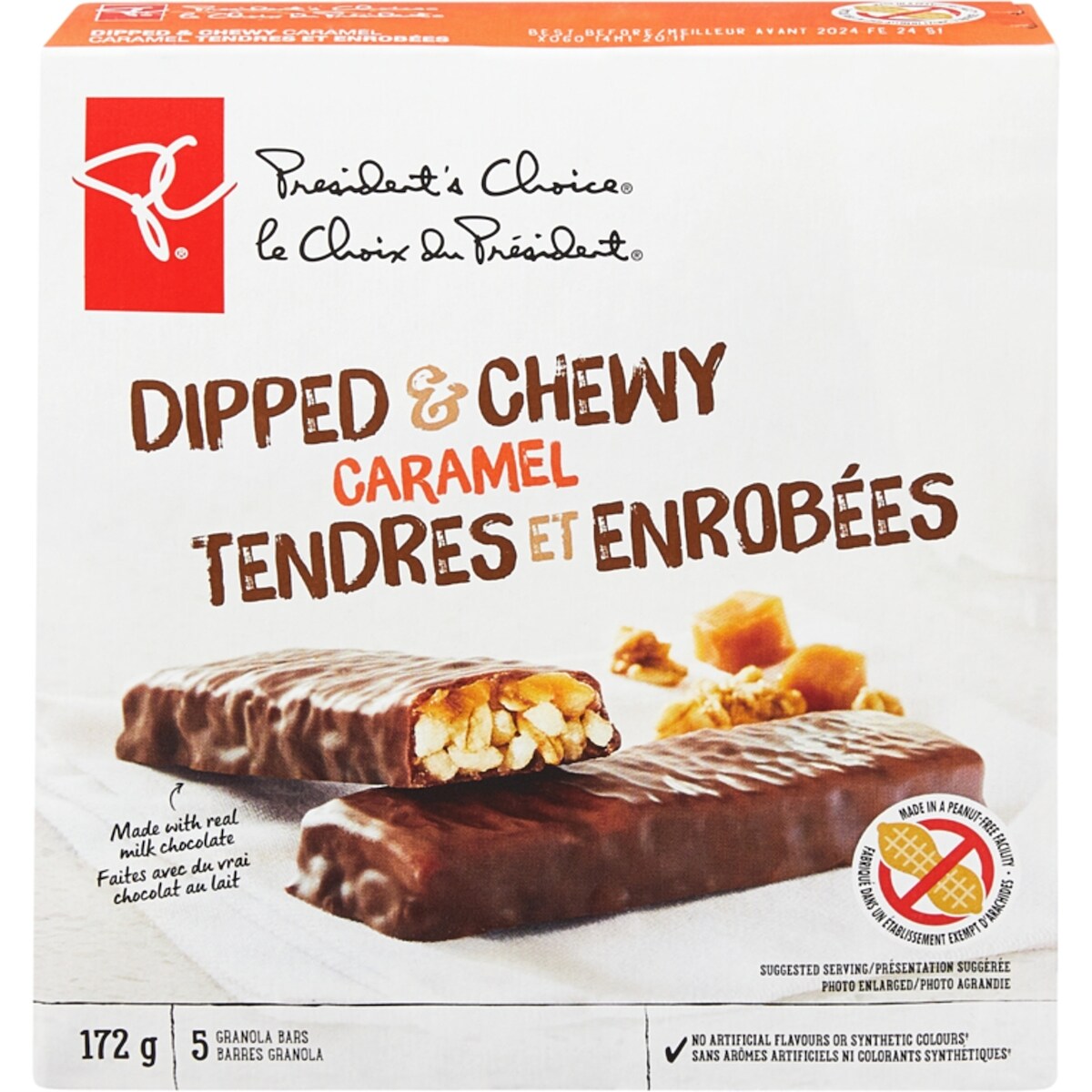 Barres granola tendres et enrobées, caramel