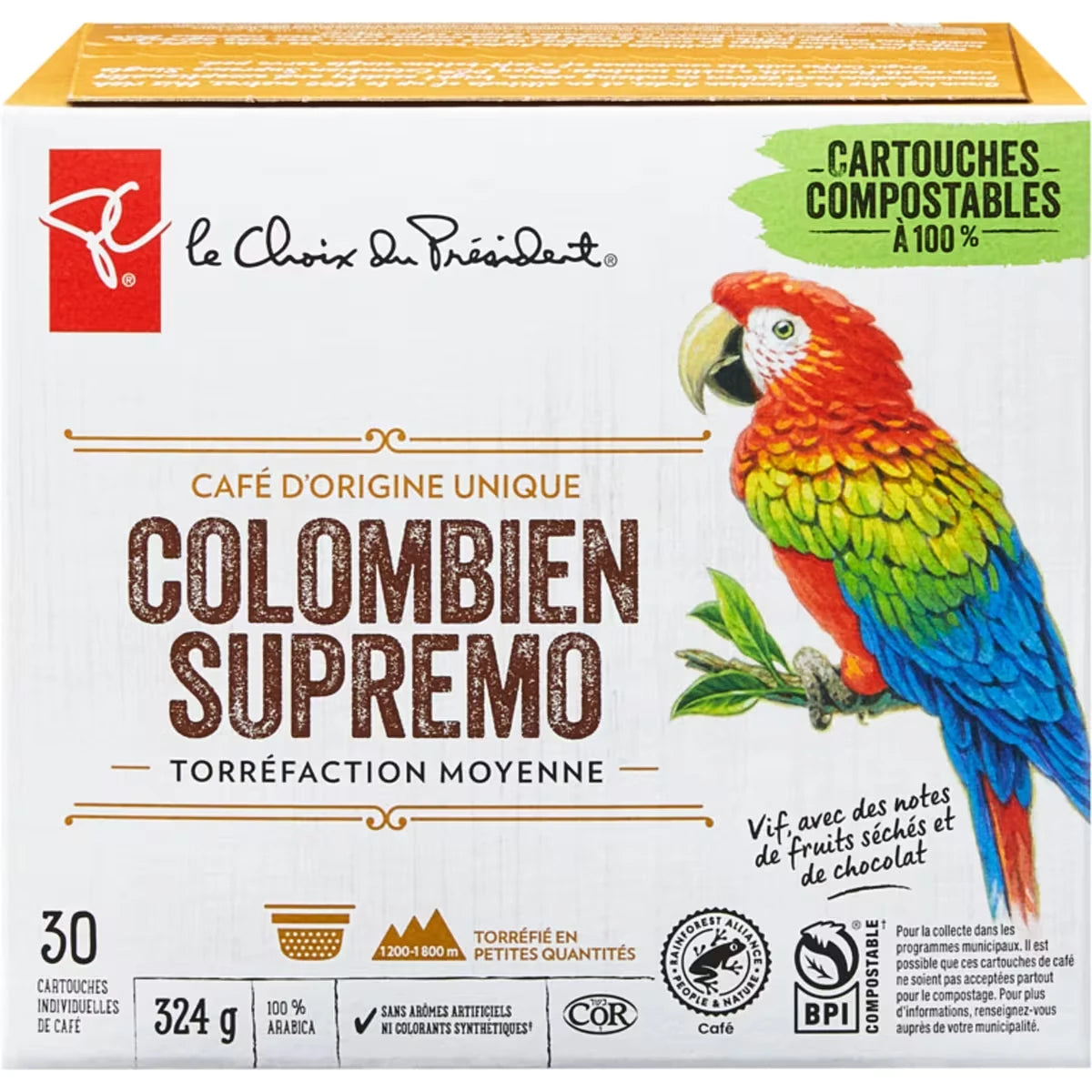 Café d'origine unique colombien supremo torréfaction moyenne format club