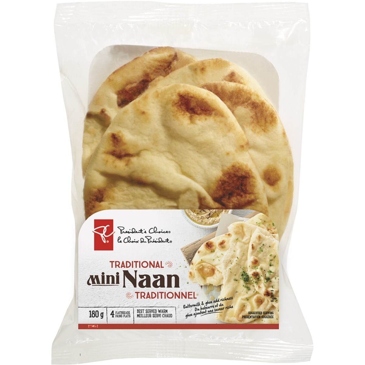 Mini Pains Plats Traditionnels Naan, 4 Pains Plats