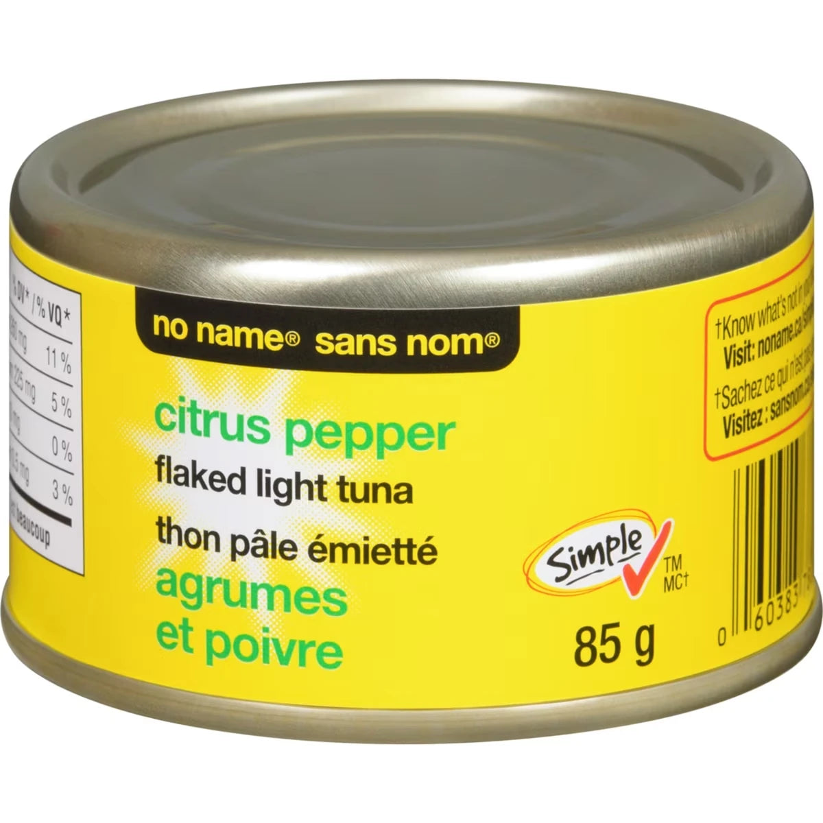 Thon pâle émietté, agrumes et poivre