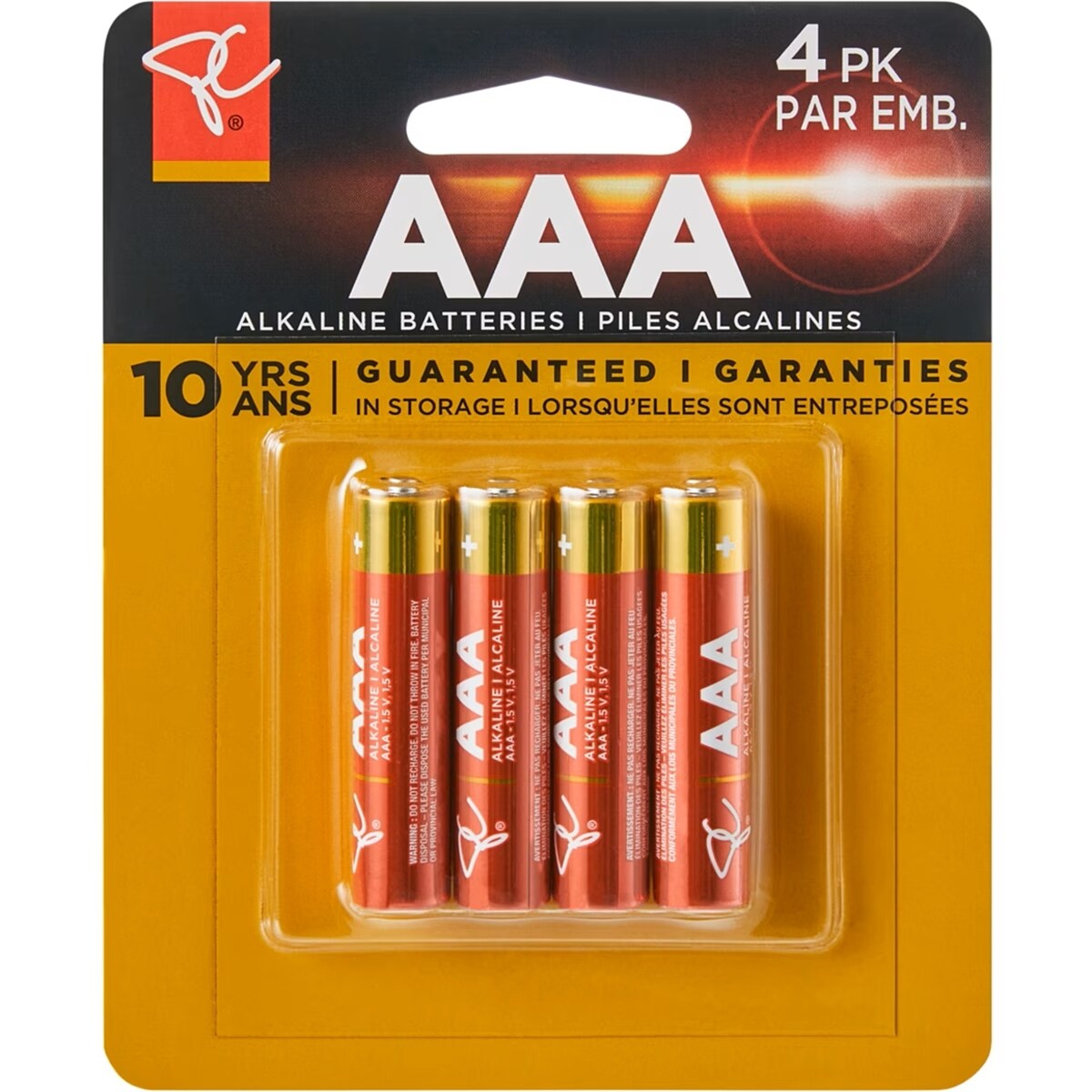 Paquet de 4 piles alcalines AAA longue durée
