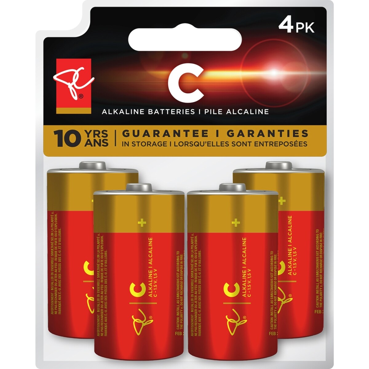 Paquet de 4Â piles alcalines C longue durée