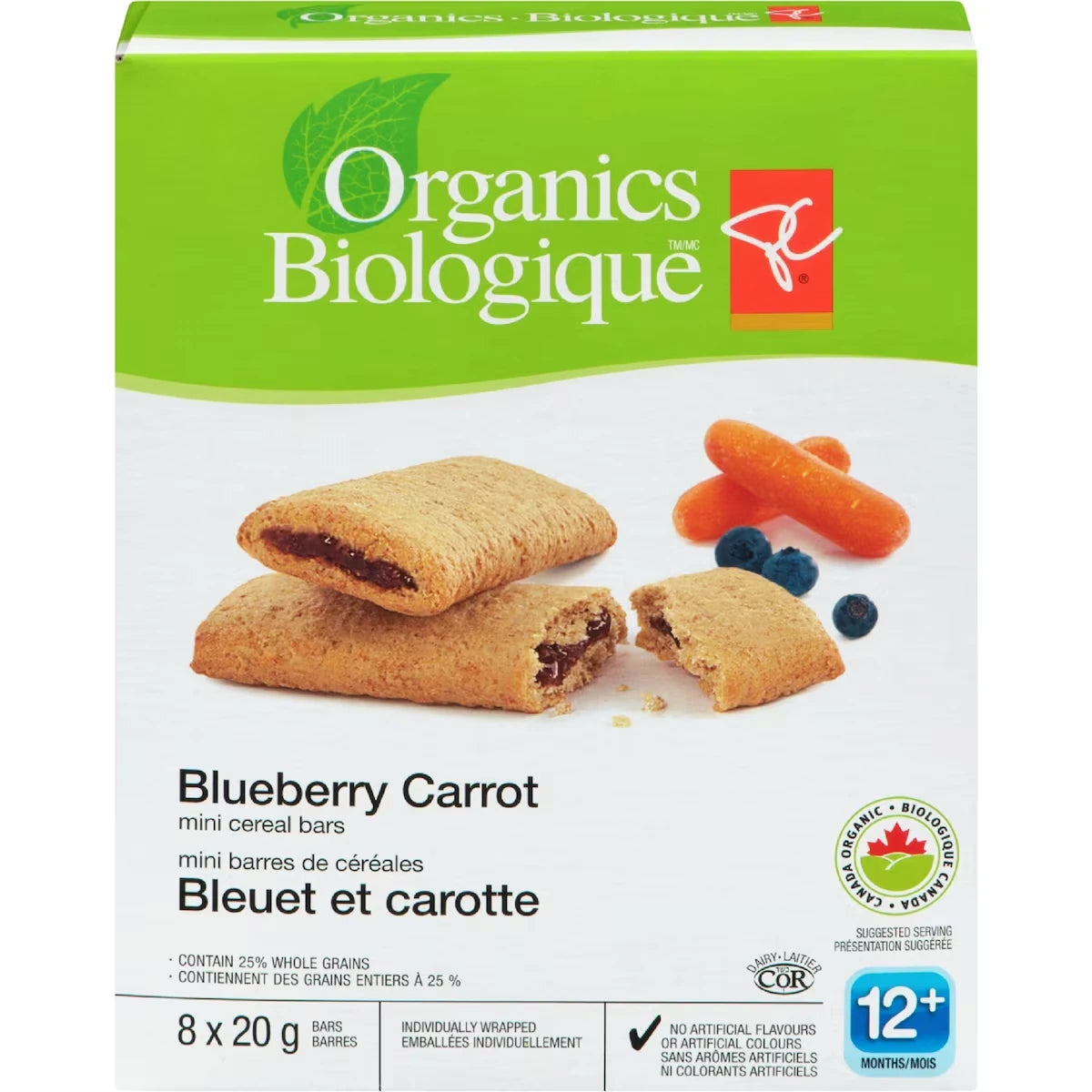 Bleuet et carotte mini bars de cereales