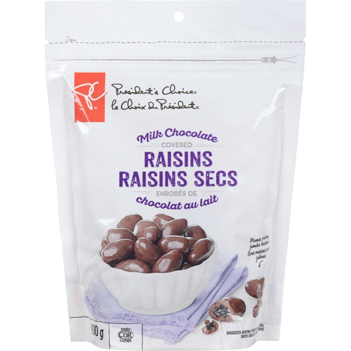 Raisins secs enrobés de chocolat au lait