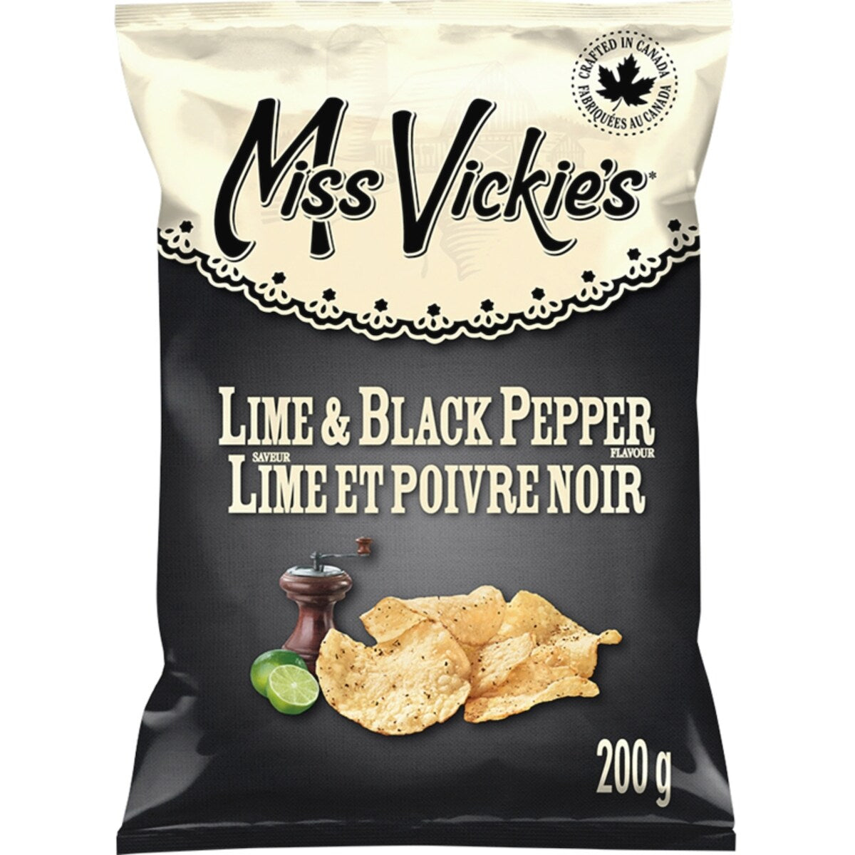 Croustilles Cuites À La Marmite Saveur Lime Et Poivre Noir 200G