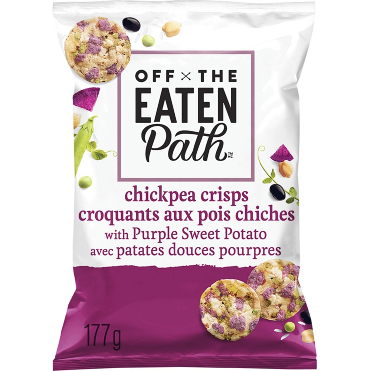 Collations au riz et aux pois chiches Croquants aux pois chiches avec patates douces pourpres 177g