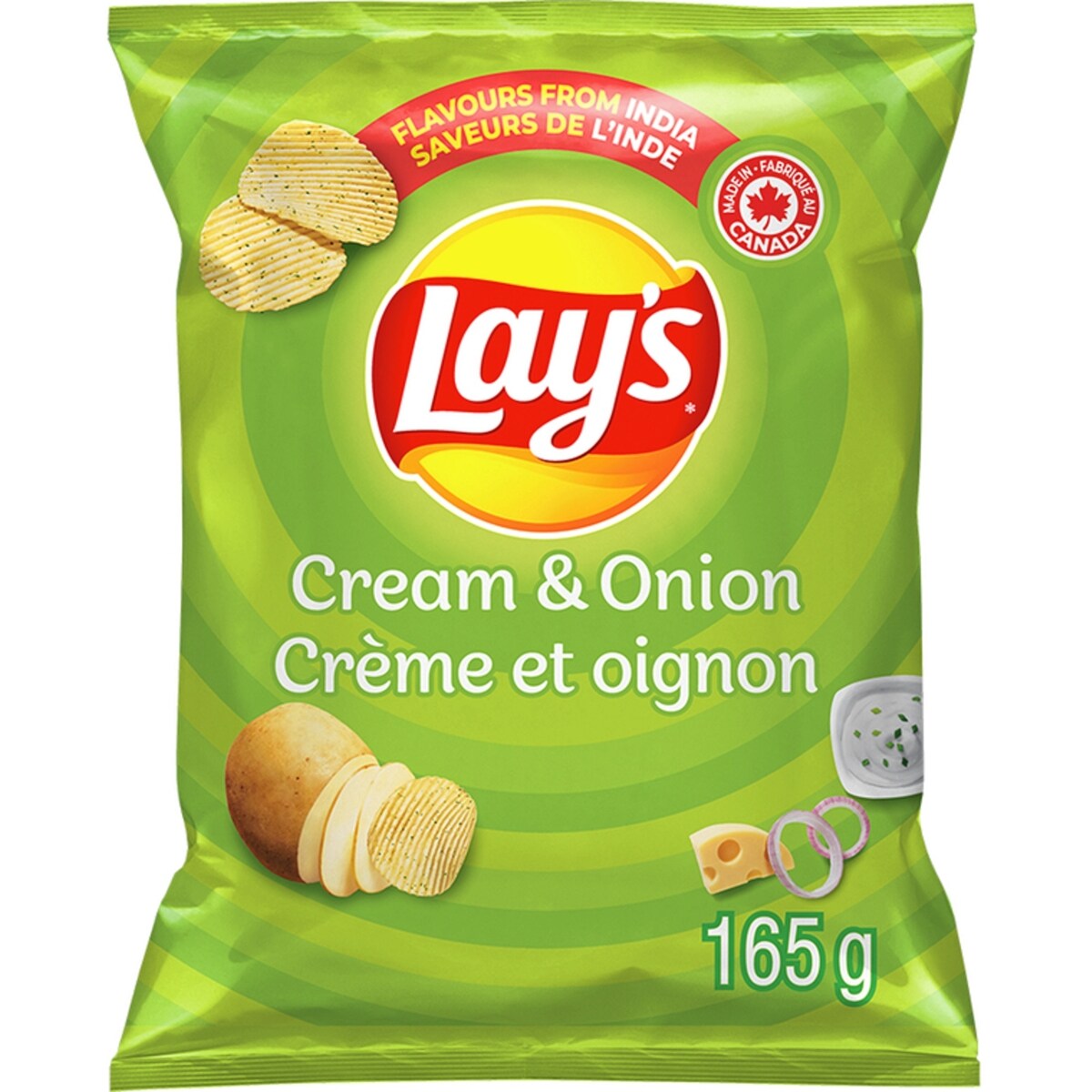 Croustilles assaisonnées ondulées Crème et oignon