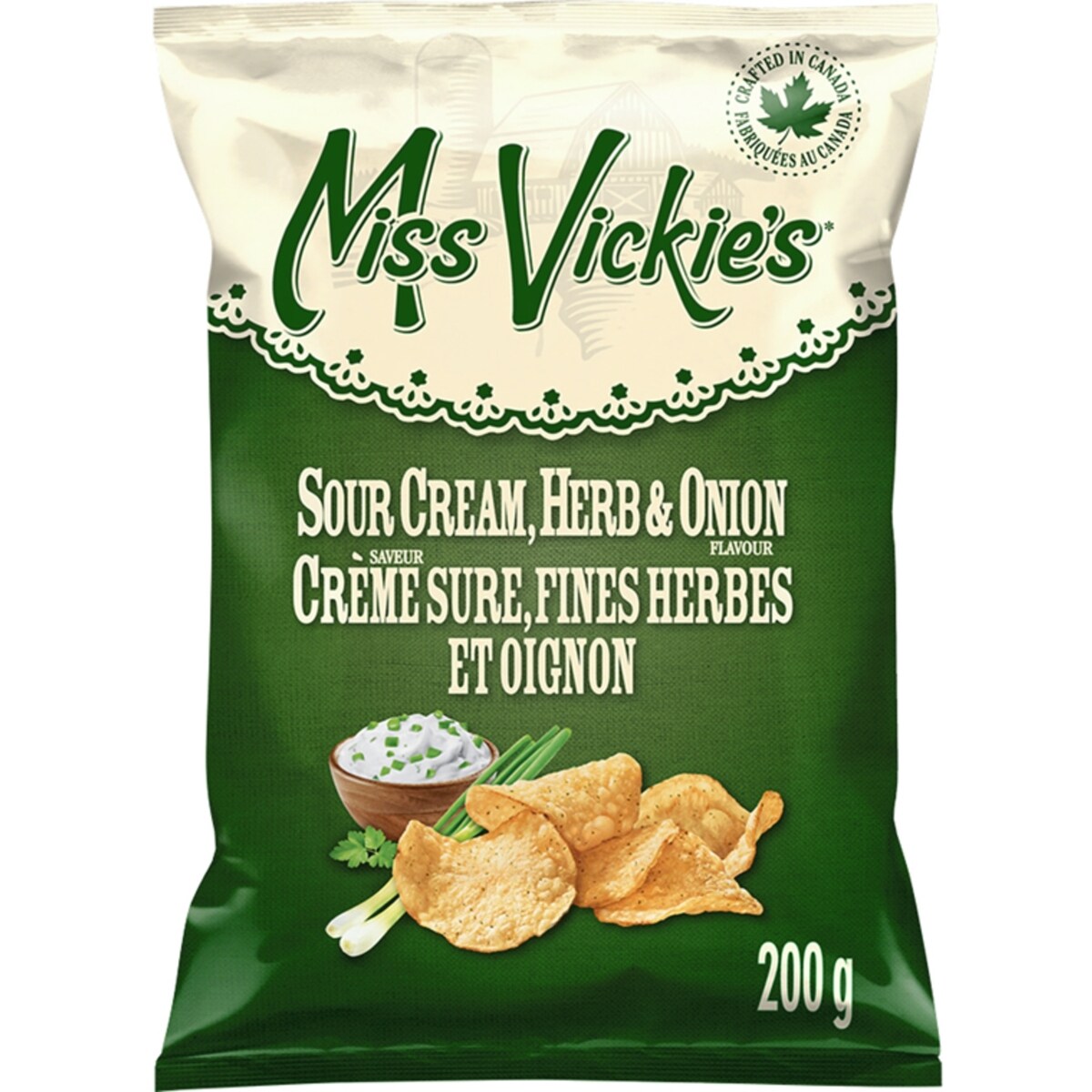 Crème sure, fines herbes et oignon Croustilles cuites à la marmite