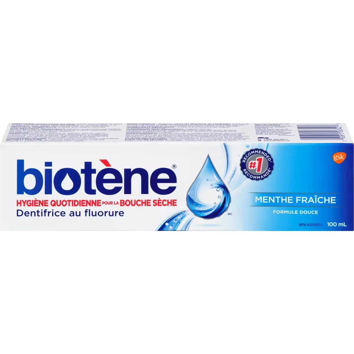 Dentifrice au fluorure biotène Menthe fraîche