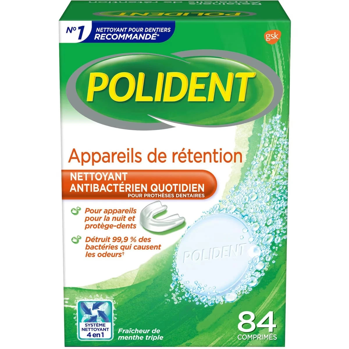 Nettoyant pour appareils de rétention Nettoyant quotidien 84 comprimés